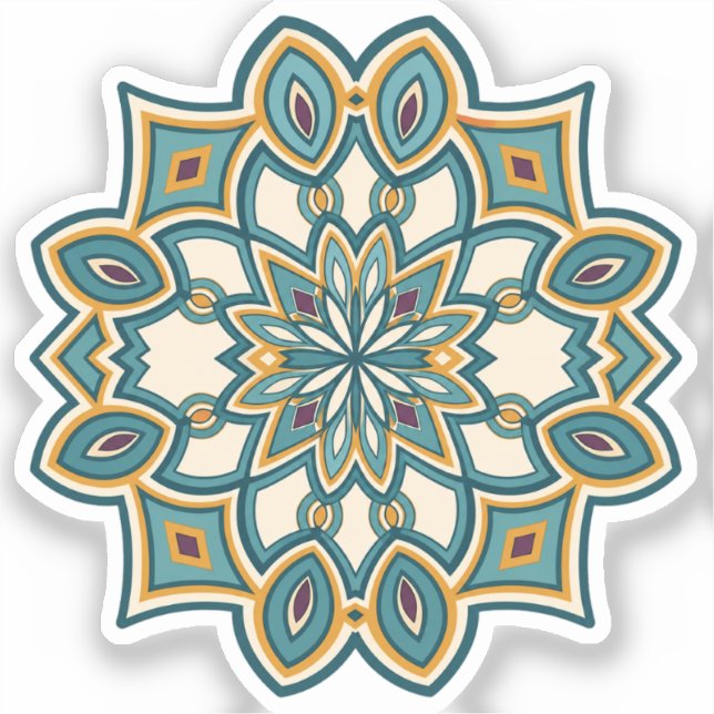 Sticker Mandala de fleur sarcelle (Recto)