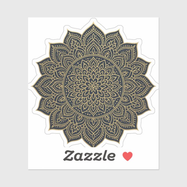 Sticker Mandala d'or et de marine (Feuille)