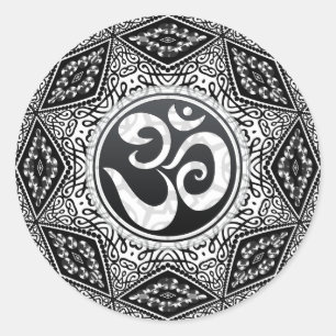Sticker Mandala du sud-est Sun Noir+Blanc Aum