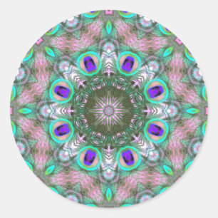 Sticker Mandala géométrique Peacock Feathers