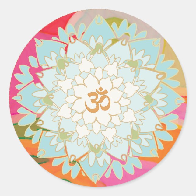 Sticker Mandala Lotus Flower et Om Symbole (Devant)
