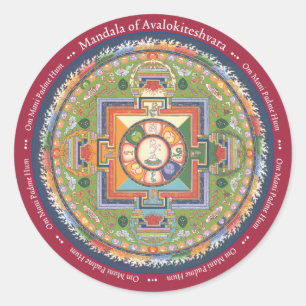 STICKER Mandala of Chenrezig - with Mantra