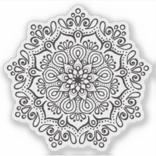 Sticker Mandala Retro dessiné à la main bio noir et blanc