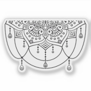 Sticker Mandala Retro dessiné à la main en noir et blanc t