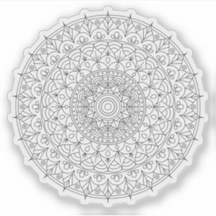 Sticker Mandala Retro dessinée à la main fleur noire et bl