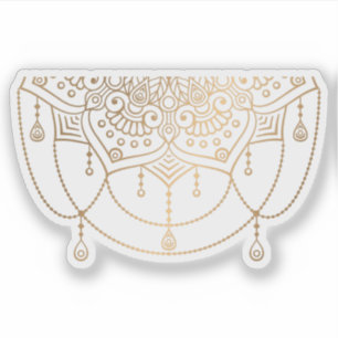 Sticker Mandala rétro dessinée à la main tatouage or