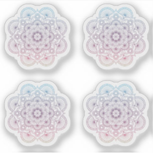 Sticker Mandala Retro jeu de tatouage bleu violet dessiné 