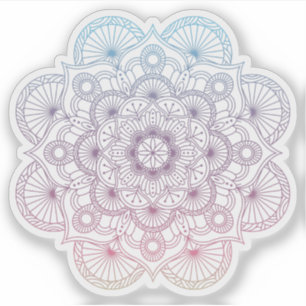 Sticker Mandala Retro tatouage bleu violet dessiné à la ma