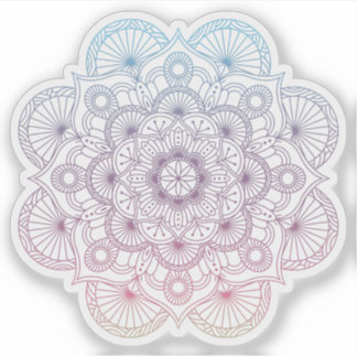 Sticker Mandala Retro tatouage bleu violet dessiné à la ma
