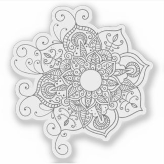 Sticker Mandala Retro tatouage dessiné à la main fleur de 