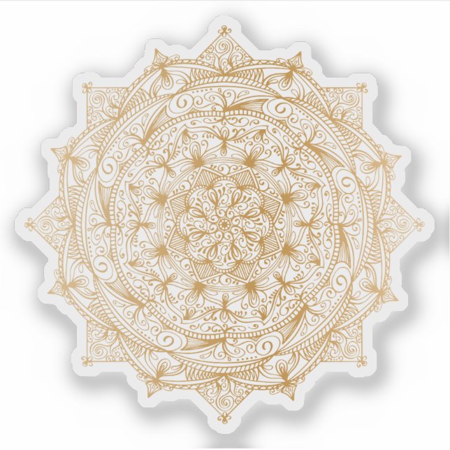 Sticker Mandala Retro tatouage en or dessiné à la main (Devant)
