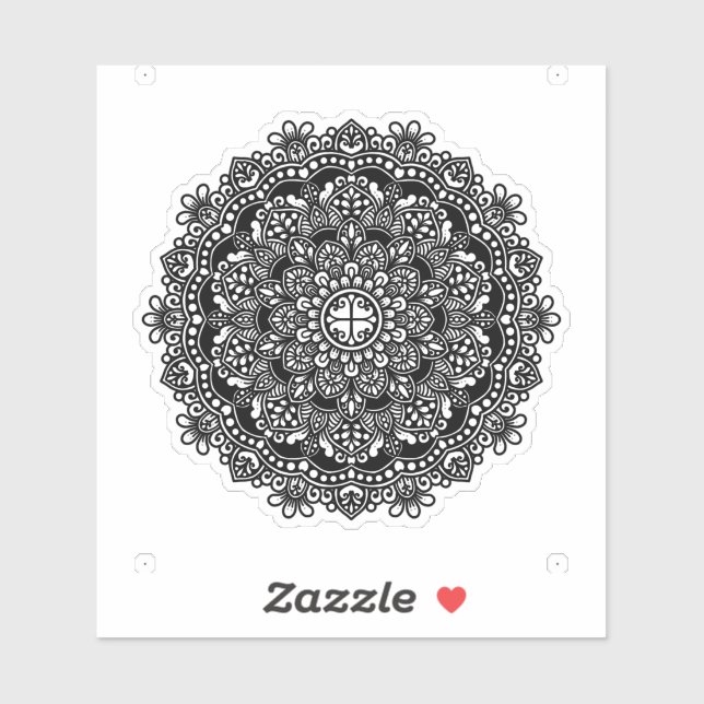 Sticker Mandala Vinyl à motif noir (Feuille)