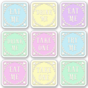 Sticker "Mange-moi" "Bois-moi" Wonderland Tea Party Whimsi