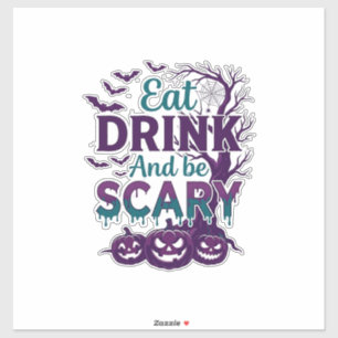Sticker Manger Boire Être Effrayant Halloween Arbre Effray