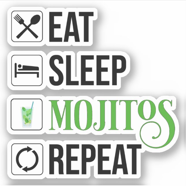 Sticker Mangez des mojitos du sommeil Répéter (Devant)
