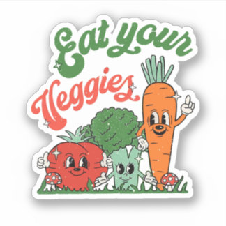Sticker Mangez vos Légumes amusant Vegeterian