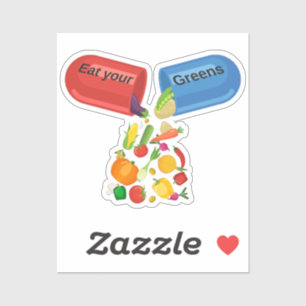 Sticker Mangez vos verts Veggie Pill Nutrition Alimentatio