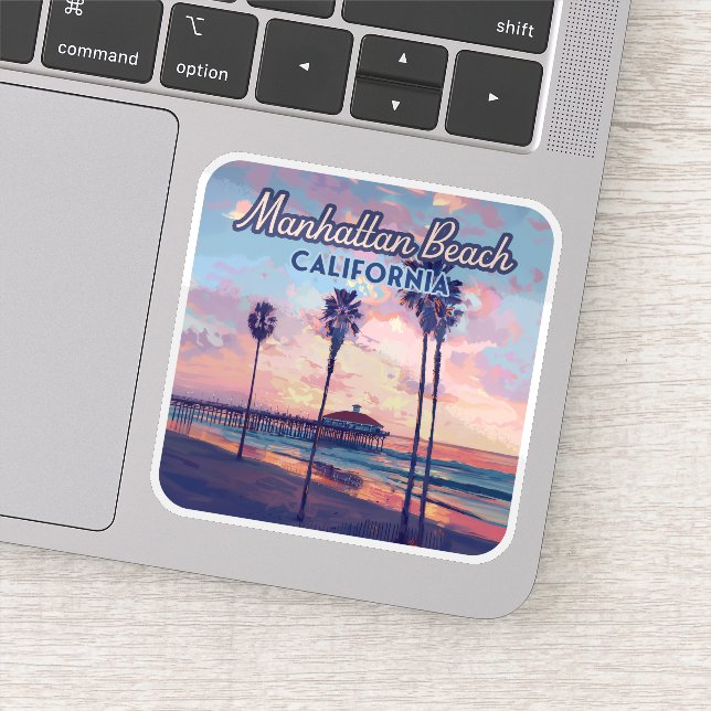Sticker Manhattan Beach Californie Los Angeles Retro (Détail)