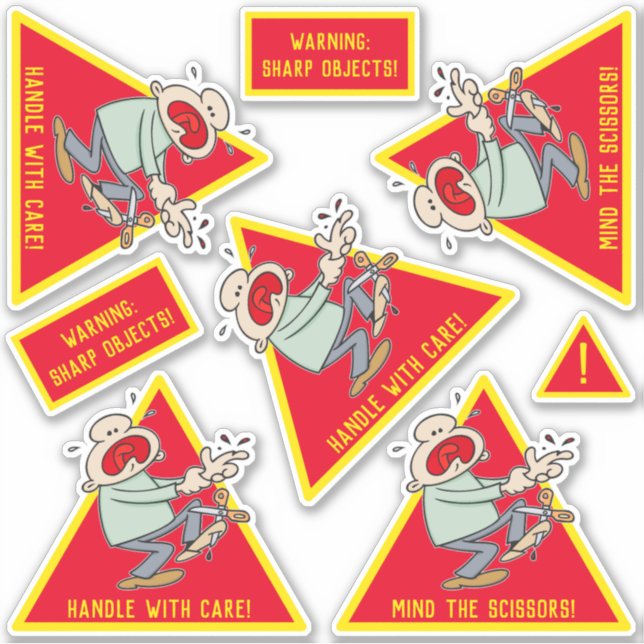 Sticker Manipulation avec soin Objets Sharp Avertissement  (Devant)