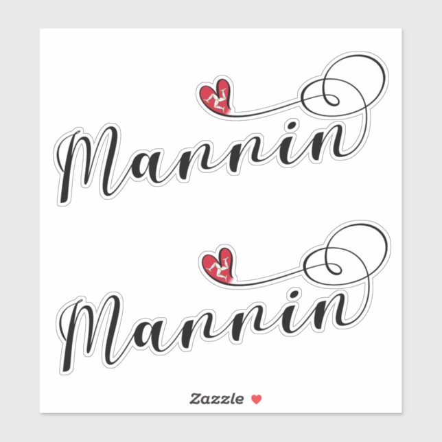 Sticker Mannin, Isle of Man Drapeau Heart, Mann (Feuille)