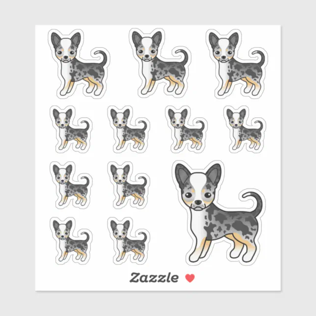 Sticker Manteau bleu Merle Smooth Chihuahua Cute Cartoon C Zazzle