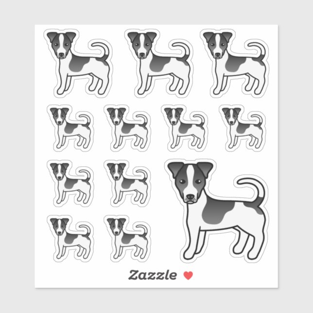 Sticker Manteau noir et blanc lisse Jack Russell Terriers (Feuille)