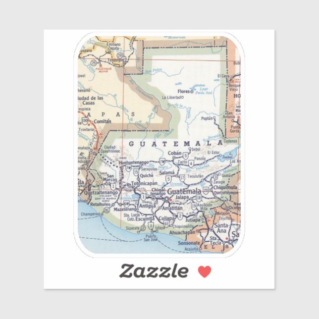 Sticker Mapa du Guatemala (Feuille)