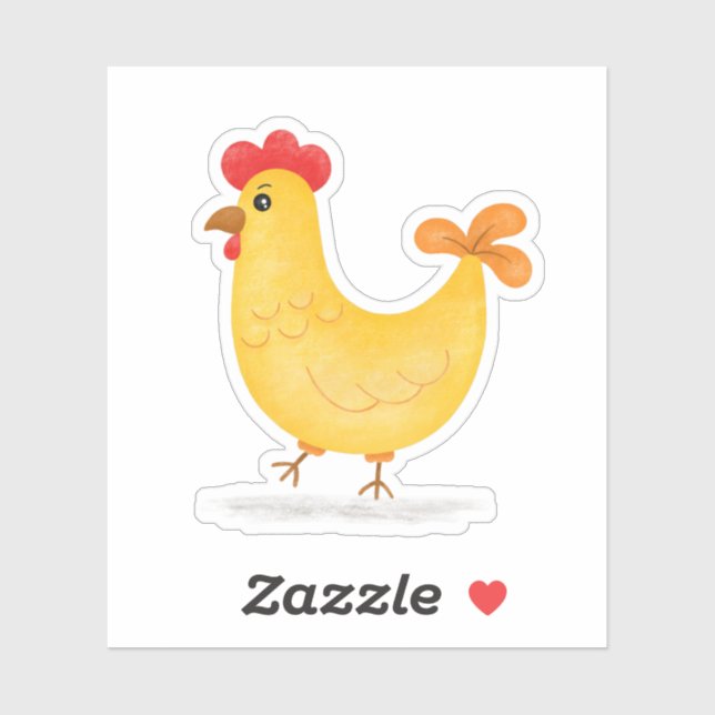 Sticker Marche au poulet au caricature mignonne (Feuille)