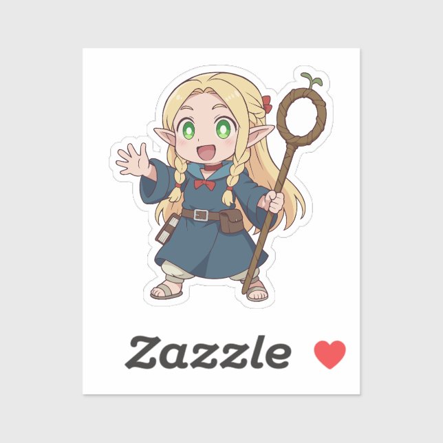 Sticker Marcille Chibi Mage elfe (Feuille)