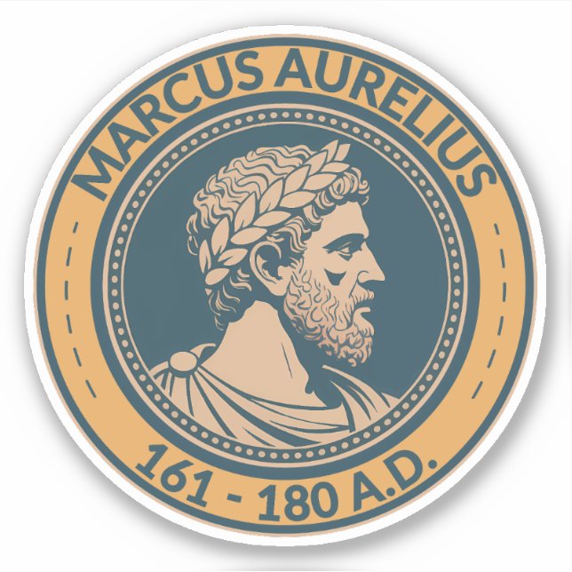 Sticker Marcus Aurelius Roman Emperor Illustration Badge (Devant)