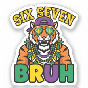 Sticker Mardi Gras Six Seven Bruh Flamant 6 7 Meme 