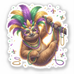 Sticker Mardi Gras Six Seven Bruh Paresseux 6 7 Meme