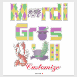 Sticker Mardi Gras Y'all Thunder_Cove