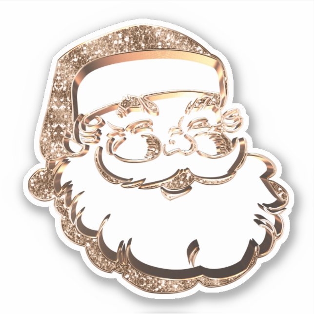 Sticker Mare Faux Gold Santa Claus Portrait Noël (Devant)