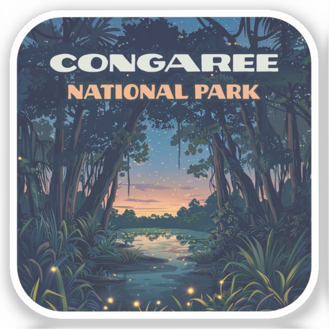 Sticker Marécage du parc national de Congaree Caroline du  (Recto)