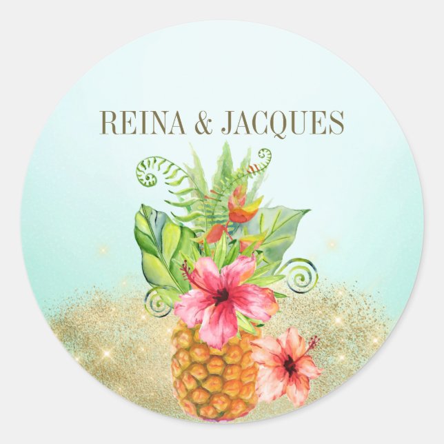 Sticker Mariage à ananas tropical (Devant)