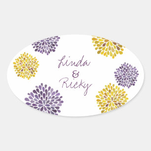 Sticker Mariage à fleurs violettes et jaunes