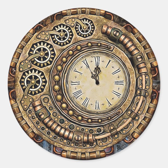 Sticker Mariage à montre ronde Steampunk (Devant)