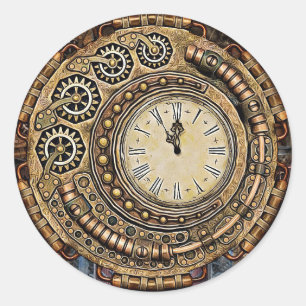 Sticker Mariage à montre ronde Steampunk