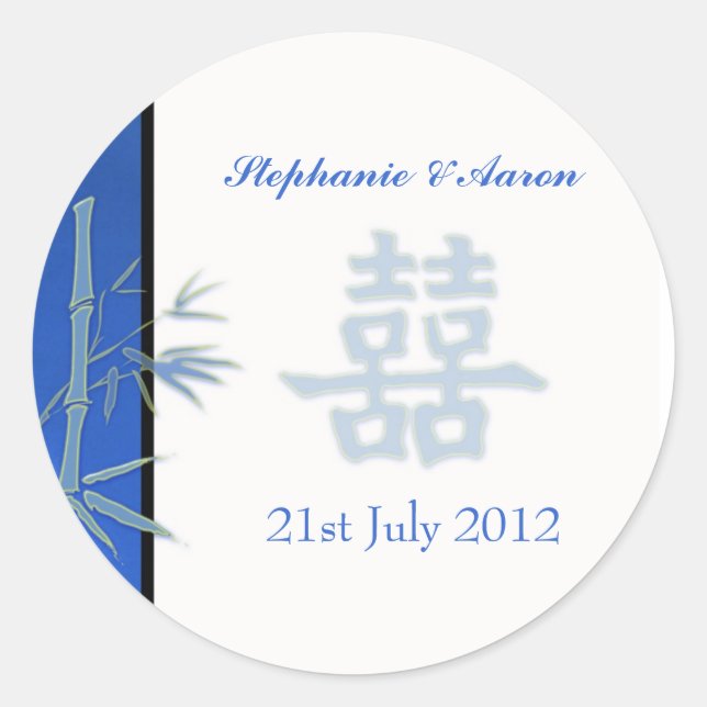Sticker Mariage Asiatique Bue Double Happiness (Devant)