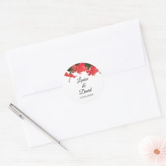 Sticker mariage avec Hibiscus rouge vif