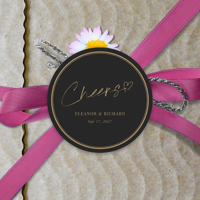 Sticker mariage - Black & Gold Elegance (Wedding Cheers Sticker - Black & Gold Elegance)