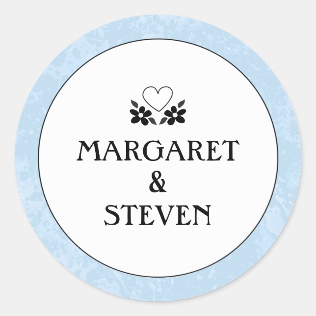 Sticker Mariage bleu clair, blanc et noir (Devant)