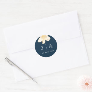 Sticker Mariage bleu Floral de la Marine moderne &