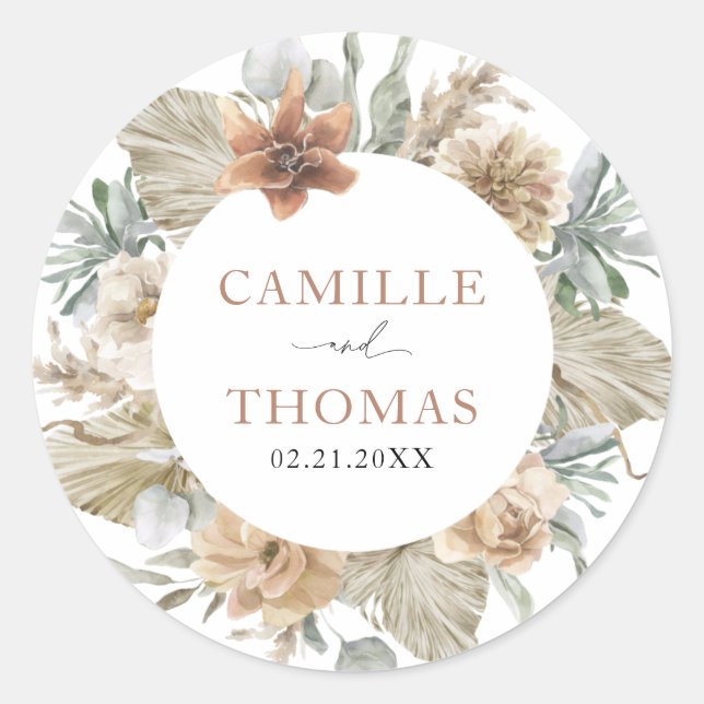 Sticker Mariage Boho en terre cuite Enveloppe Scea (Devant)