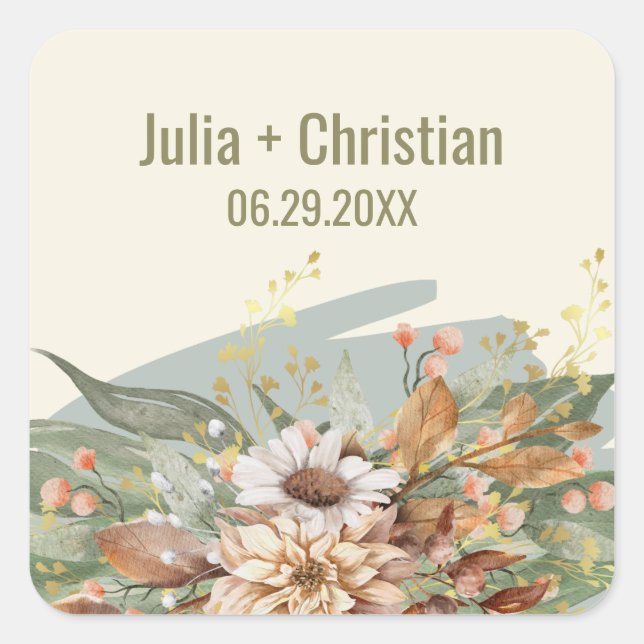 Sticker Mariage botanique d'automne (vert) (Devant)