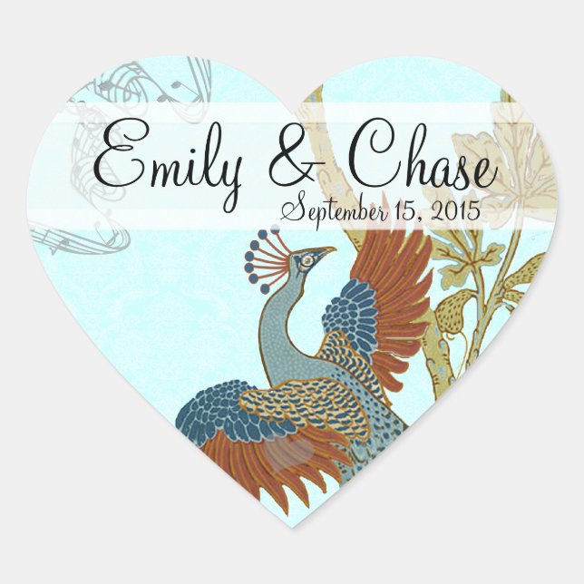 Sticker Mariage Bourgogne et Turquoise Peacock (Devant)