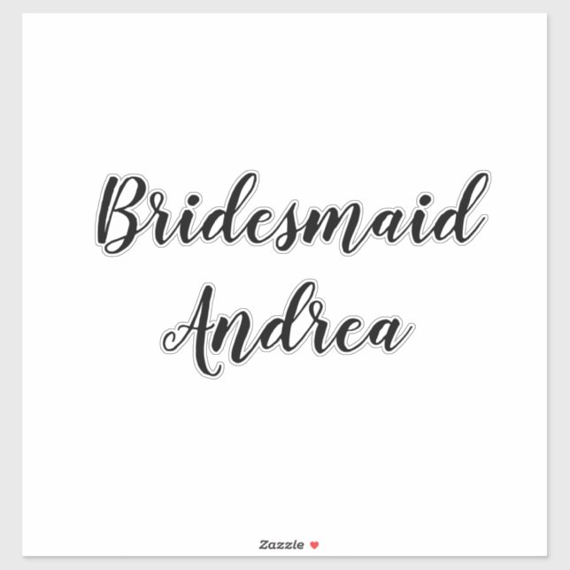Sticker Mariage Bridesmaid 2023 Simple Personnalisé Nom Mo (Feuille)