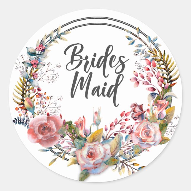 Sticker Mariage Bridesmaid Rose Floral (Devant)