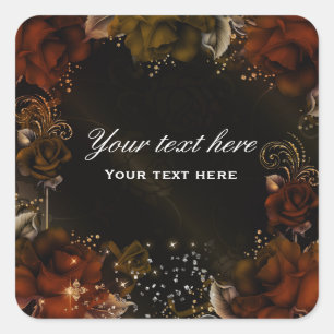 Sticker Mariage Brown Orange Rose Anniversaire Éti